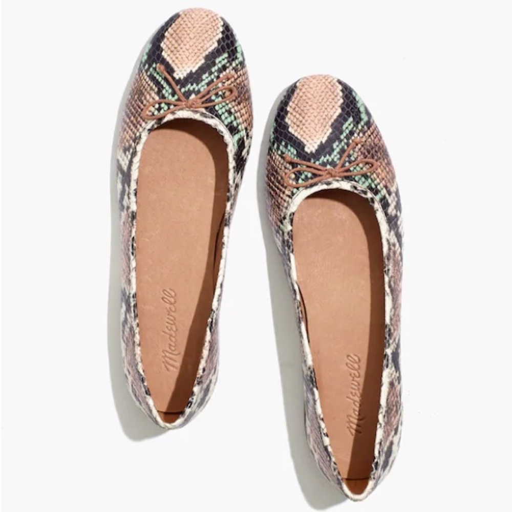 MADEWELL Adelle Ballet Flat in Snake Embossed Leather Size 9.5
